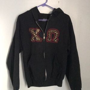 Chi Omega Stitched Letter Hoodie